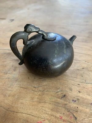 Antiguo gotero de agua de melón de bronce para eruditos chinos con mango de dragón ENVÍO GRATUITO Foto 1 de 4