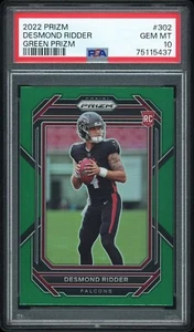 Desmond Ridder 2022 Panini Prizm #302 Green Prizm Rookie PSA 10 Falcons - Picture 1 of 2