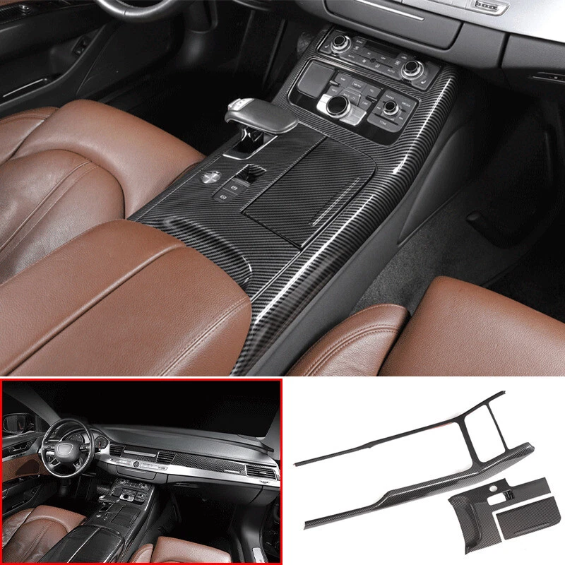 Carbon Fiber 3pcs For Audi A8 S8 2011-2018 Central Console Gear Shift Panel Trim - Image 1 of 4