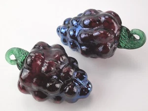 Hand Blown Glass Grape Cluster Set of 2 - Picture 1 of 3