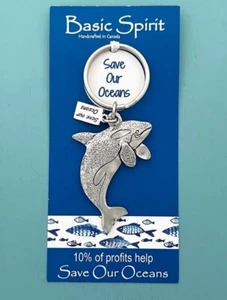 Orca Schlüsselanhänger Zinn Killerwal Rettet unsere Ozeane Küste Motiv Geschenk Handarbeit - Bild 1 von 2