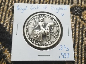 Royal Seals of England Feinsilber Medaillon - 37 Gramm Gewicht - Edward II - v - Bild 1 von 2