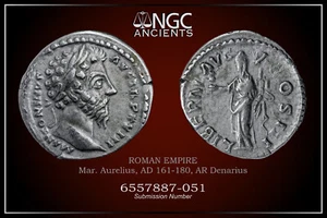 Marcus Aurelius antike Münze NGC Ch ss. AR Denar 161-180 n. Chr. A1243 - Bild 1 von 11