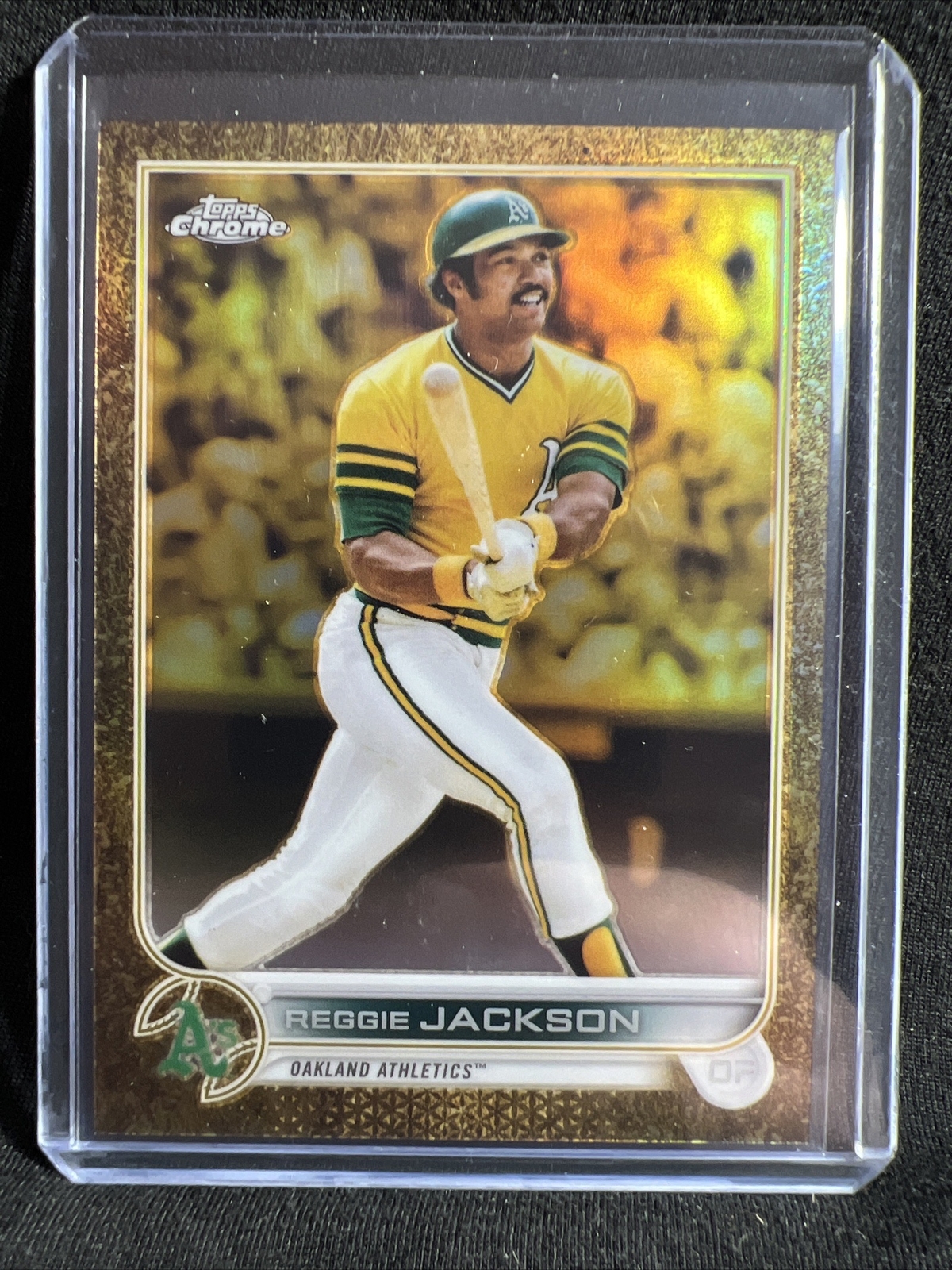 2022 Topps Chrome Gilded Reggie Jackson Gold Etch Refractor #/99 Athletics! Nice