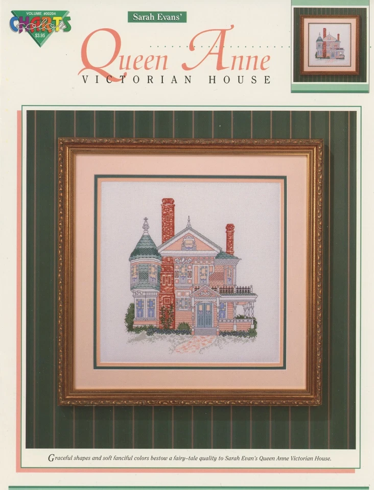 True Colors Queen Anne Victorian Gingerbread Stained Glass Cross Stitch Pattern - Image 1 of 1