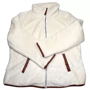 NWT Torrid Coat Sherpa Size 1 (14-16) Off White Faux Leather Trim Zip Front - Picture 1 of 10