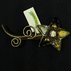 Brooch Lovely Jewelry Michal NEGRIN Crystal Flower Made in Israel - Picture 1 of 5