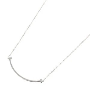 TIFFANY & CO T Smile Pequeño Collar Colgante 18KWG Oro Blanco Usado Mujeres - Imagen 1 de 6