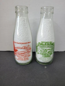 Lot of 2 Vintage Glass Milk Bottle L & PB Airstone & Son & Falshaws 568 ml - Picture 1 of 5