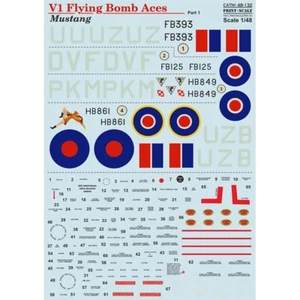 Print Scale 48-132 Decal airplane 1:48 P-51 Mustang V1 Flying Bomb Aces Part 1 - Picture 1 of 2