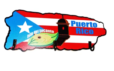 LLAVERO SOPORTE PARED-BANDERA PUERTO RICO CON COQUI Foto 1 de 4
