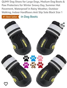 Qumy Pets Größe 1 Hundeschuhe/Stiefel/Stiefel, schwarz in der Farbe....für Hunde 11-23 Pfund - Bild 1 von 7