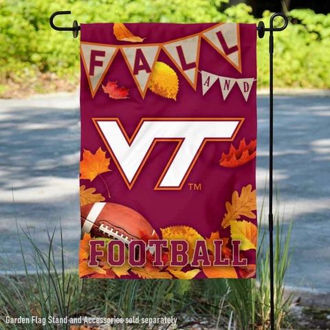 Virginia Tech Hokies Fall Leaves Football Season Garden Flag and Yard Banner Cover