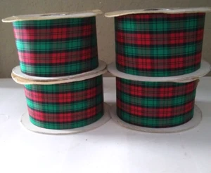 (4) LÖWENMARKE KARIERT ROT & GRÜN WASSERDICHT BAND 2" X 25 YARDS JEDE ROLLE (NOS) - Bild 1 von 5