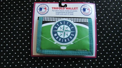 Vintage Seattle Mariners Tri-fold Wallet w/ coin pocket MLB Licensed Baseball 98 - Image 1 of 4