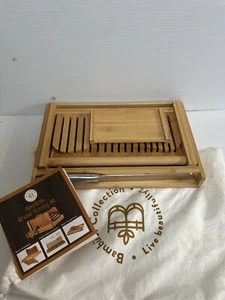 Bambusi Collection Bamboo Foldable Bread Slicing Cutting Board w/ Bag and Knife - Picture 1 of 6