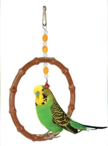 Sittich Schaukel Sitzstange Kunststoff Perlen Glocken 6" stabil Papagei Vogel Spielzeug 2er Set - Bild 1 von 9