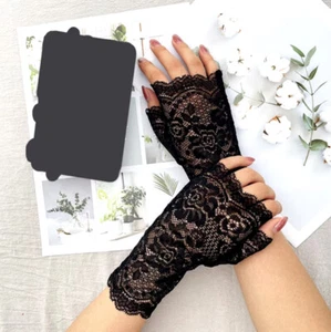 Summer Women's Fingerless Lace Gloves - Bridal, Prom, Sexy Short Half-Finger - Picture 1 of 12