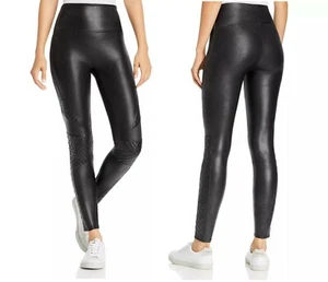 NEW SPANX FASHION SEXY FAUX LEATHER QUILTED BLACK LEGGING PANTS S M L XL - Picture 1 of 6