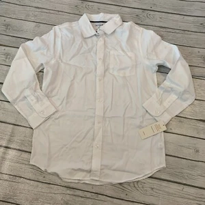 Cat & Jack Boys XLarge Husky Button Up Oxford Shirt White Long Sleeves Uniform - Picture 1 of 12