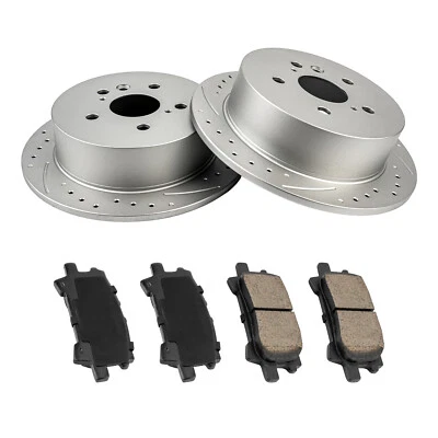 Rotores de freno traseros perforados pastillas de freno aptos para Toyota Highlander Lexus RX350 RX330 Foto 1 de 4