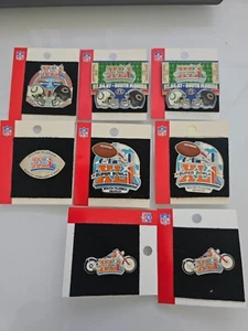 (8)  NFL 2007 Super Bowl Football Pins Button Badges Miami Florida XLI Assorted - Picture 1 of 6