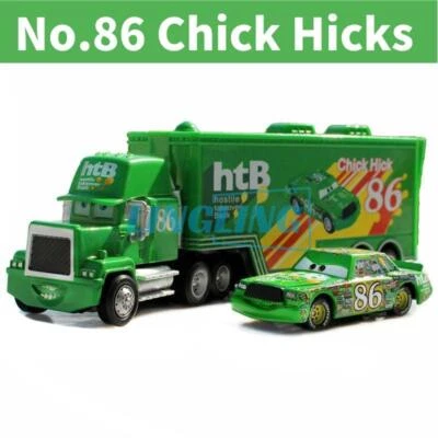 Set 2 Disney Pixar Cars n.86 Chick Hicks camion e auto giocattoli pressofusi - Immagine 1 di 4