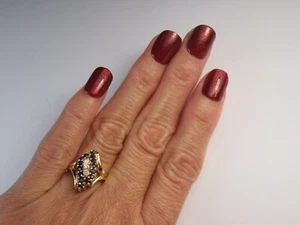 Solid 14K Yellow Gold Diamond & Sapphire Waterfall Ring .50TW 5.6 Grams Sw 6 1/2 - Picture 1 of 19