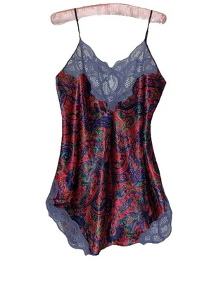 De colección Victoria’s Secret Etiqueta Dorada Floral Paisley Slip Chemise Pequeño Borde de Encaje Foto 1 de 4