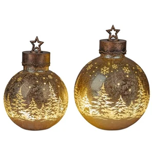 Deko-Kugel Frosty-Gold LED-Licht Sterne Glas Ice-Optik formano Weihnachtskugel - Bild 1 von 3