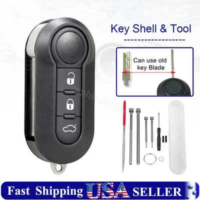 Para 2012 2013 2014 2015 2016 2017 Fiat 500 Llavero Carcasa + Hoja Abatible Pin Herramienta Foto 1 de 4