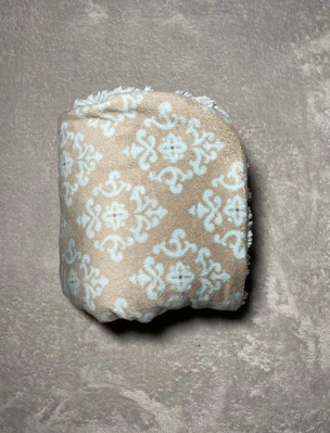 Blankets Beyond Gray Brown Baby Blanket Blue Damask Reversible Minky Swirl Lovey - Image 1 of 4