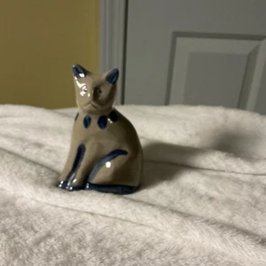 Katze Keramik grau und blau - Bild 1 von 6