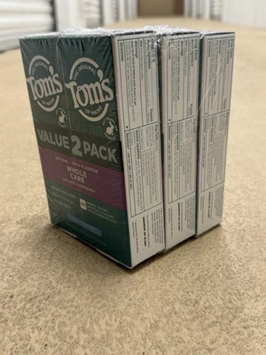 6 Pack Toms of Maine Whole Care Natural Toothpaste Fluoride Peppermint 4oz 10/26 - Image 1 of 4