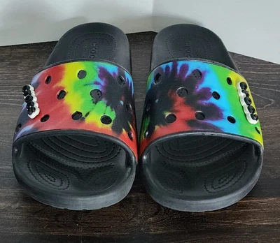 Crocs Classic Iconic Comfort Blue/Purple Tie-Dye Slides M 7/ W 8 Mint Condition - Image 1 of 4