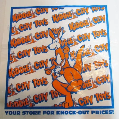 LIONEL KIDDIE CITY VINTAGE PLASTIC SHOPPING BAG KAYCEE KANGAROO BIG 13.5x21  - Image 1 of 4