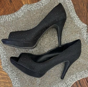 FERGALICIOUS sparkling black heels size 8 - Picture 1 of 8