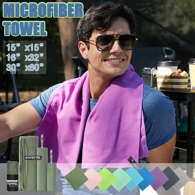 Toalla de playa de microfibra de secado rápido ultraligera absorbente deportes gimnasio natación yoga Foto 1 de 4