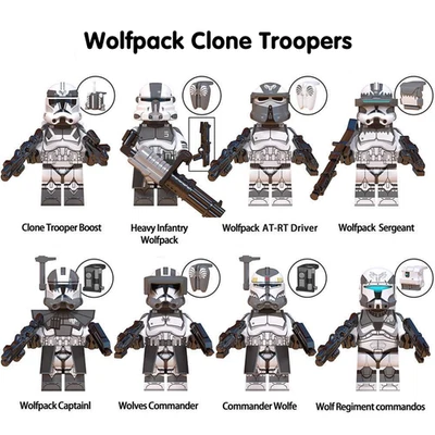 Star Wars Wolfpack Clone Troopers Minifigura Personalizada para Regalo 2 pulgadas Paquete de 8 Foto 1 de 2