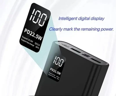 Banco de alimentación negro 10000 mAh. Batería externa carga rápida 22,5 vatios.2025. Foto 1 de 4