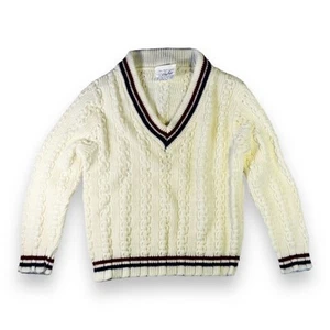 Toddler Varsity Sweater Vintage Roy Togs V Neck Cable knit Pullover Acrylic - Picture 1 of 7