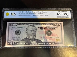 DBR 2004 $50 FRN Chicago STAR SupGem Fr. 2128-G* PCGS-B 68 PPQ Ser # EG06933392* - Picture 1 of 2