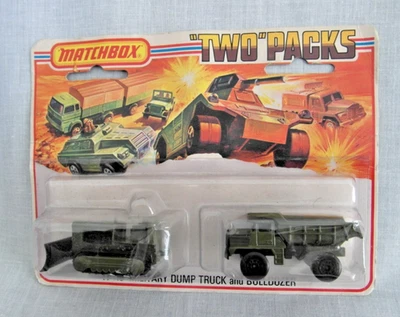 Matchbox Two Pack TP-16. Dump Truck + Bulldozer. Mint on Un-opened Card. - Image 1 of 4