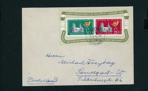 Suiza bloque número 15 franqueo en carta Lucerna a Stuttgart 1955 - Imagen 1 de 2