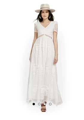 Women’s White Lace Dress XL S/S Bohemian NWT Fairy Wedding Castlecore Bridgerton - Image 1 of 4