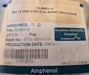 WEST PENN - BNC 75 OHM 26AWG Mini Plenum, CN-BM74-19 - NEW - Picture 1 of 3