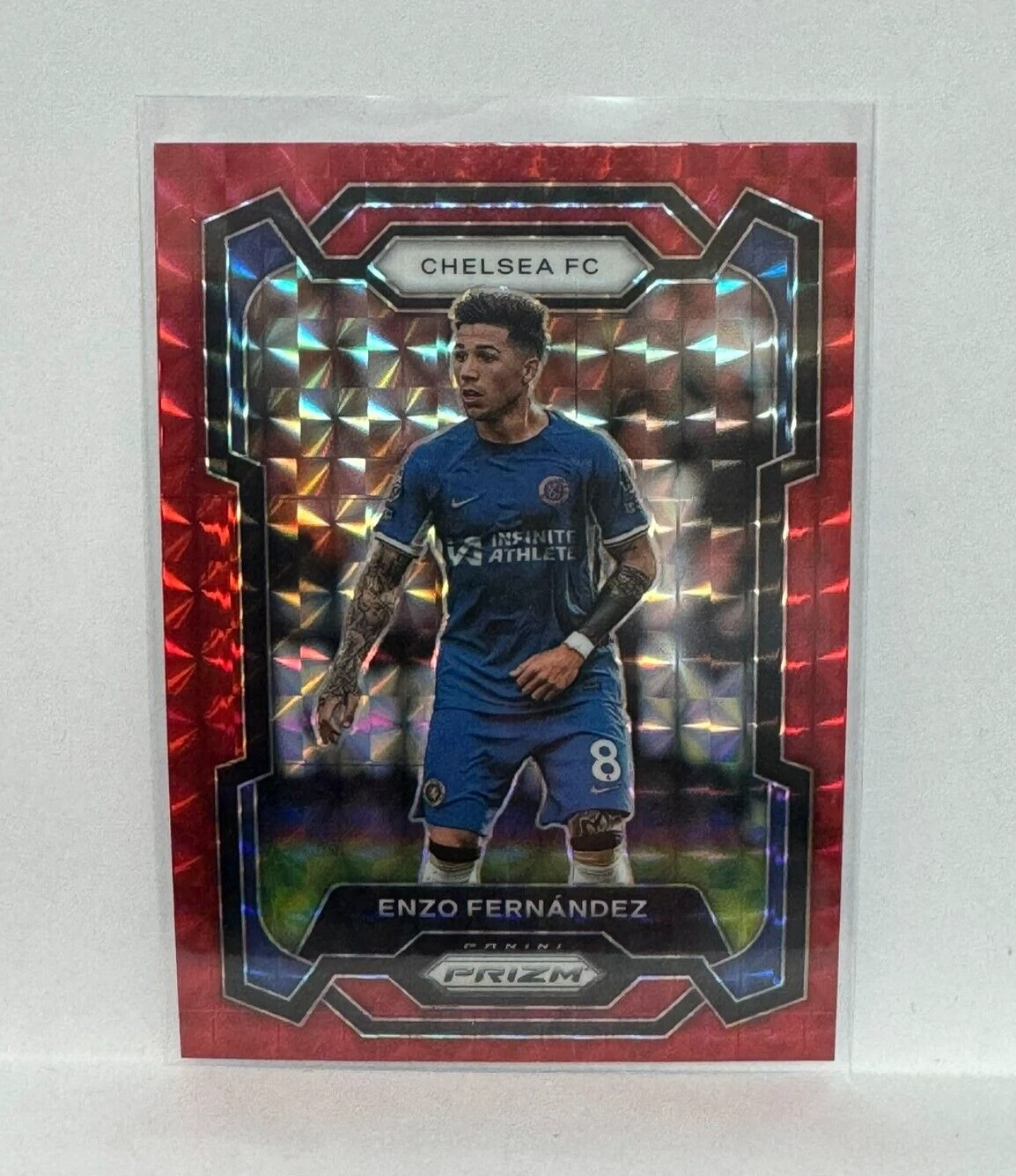 2023-24 Panini Prizm Premier League Red Mosaic Prizm #197 Enzo Fernandez CHELSEA