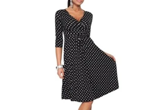 BNWT Black & White Polka Dot Cross Over Maternity Nursing Stretch Dress Size 16 - Picture 1 of 3