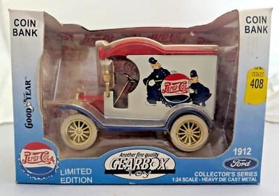 1/24 Scale Gearbox 1912 Ford Pepsi Cola Delivery Truck Toy Coin Bank w/ Box - Image 1 of 4