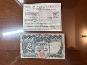 BIGLIETTO AL PORTATORE BANCO DI NAPOLI 100 LIRE TASSO 23 2 1911 qBB SABAUDA - Imagen 1 de 6